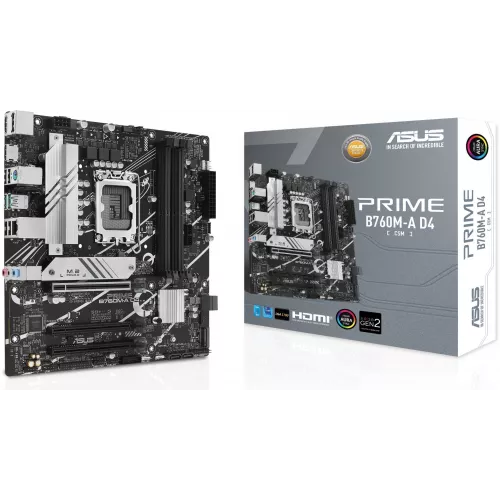 Материнская плата Asus PRIME B760M-A D4-CSM Soc-1700 Intel B760 4xDDR4 mATX AC`97 8ch(7.1) 2.5Gg RAID+HDMI+DP