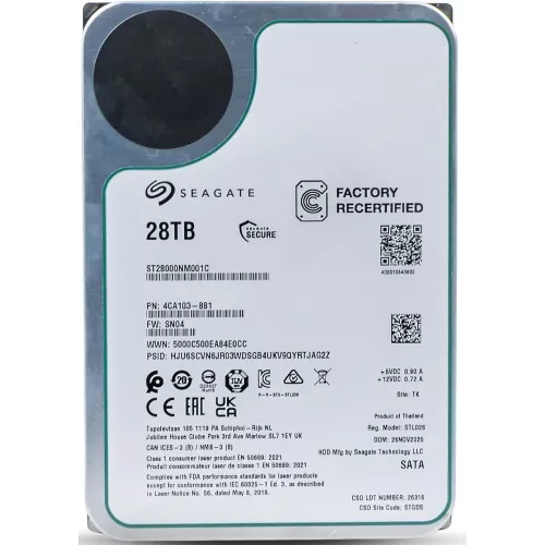 Жесткий диск Seagate SATA-III 28Tb ST28000NM001C Factory Recertified Server Exos 512E (7200rpm) 512Mb 3.5"