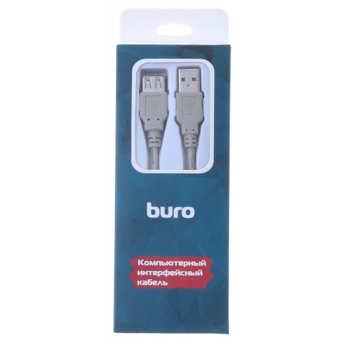 Кабель Buro USB A(m) USB A(f) 1.8м (BHP RET USB_AF18) серый (блистер)