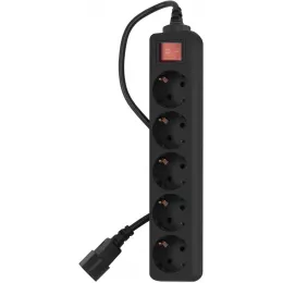Сетевой фильтр PC Pet AP01006-E-B 1.8м (5 розеток) черный (пакет ПЭ)