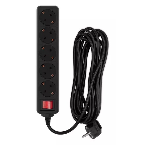 Сетевой фильтр PC Pet AP01006-5-B 5м (5 розеток) черный (пакет ПЭ)