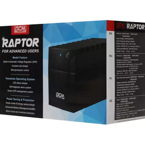 Источник бесперебойного питания Powercom Raptor RPT-800AP 480Вт 800ВА черный