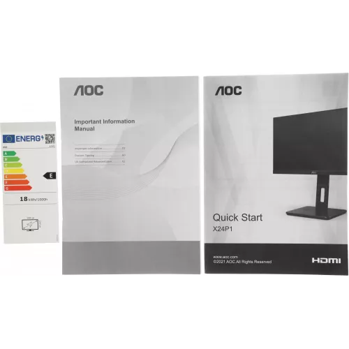 Монитор AOC 24" Professional X24P1(00/01) черный IPS LED 16:10 DVI HDMI M/M матовая HAS Piv 1000:1 300cd 178гр/178гр 1920x1200 60Hz VGA DP FHD USB 5.5кг