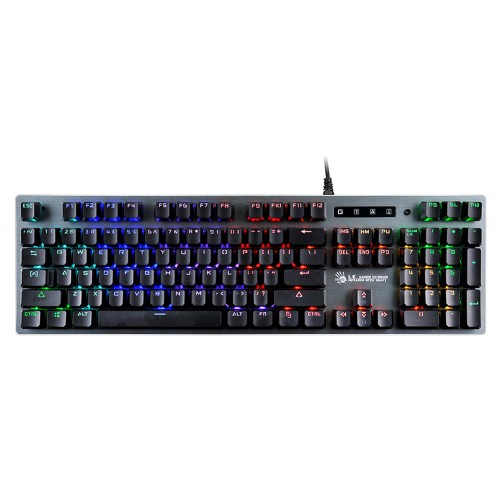 Клавиатура A4Tech B765 механическая серый USB for gamer LED (B765 GREY/NEON (GREEN SWITCH)) кабель 1.8м
