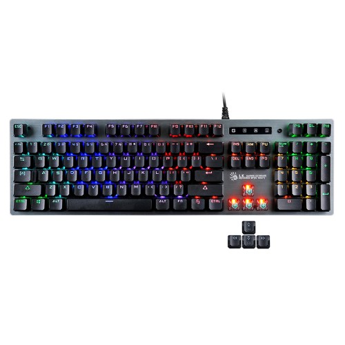 Клавиатура A4Tech B765 механическая серый USB for gamer LED (B765 GREY/NEON (GREEN SWITCH)) кабель 1.8м