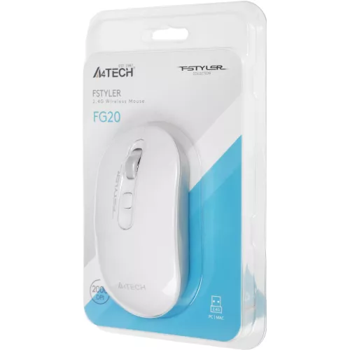 Мышь A4Tech Fstyler FG20 белый оптическая 2000dpi беспров. USB для ноутбука 4but (FG20 WHITE)