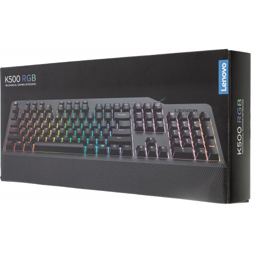 Клавиатура Lenovo K500 RGB механическая черный USB Multimedia for gamer LED (подставка для запястий) (GY40T26479) кабель 1.8м