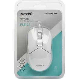 Мышь A4Tech Fstyler FM12S белый оптическая 1200dpi silent USB 3but (FM12S WHITE)
