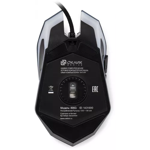 Мышь Оклик 896G черный оптическая 12800dpi USB для ноутбука 5but (1431690)