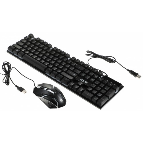 Клавиатура + мышь Defender Glion клав:черный мышь:черный/красный USB LED (45123)