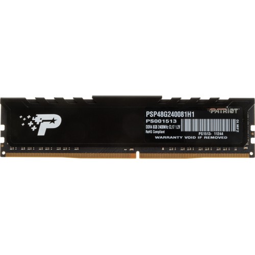 Память DDR4 8Gb 2400MHz Patriot PSP48G240081H1 Signature RTL PC4-19200 CL17 DIMM 288-pin 1.2В single rank с радиатором Ret