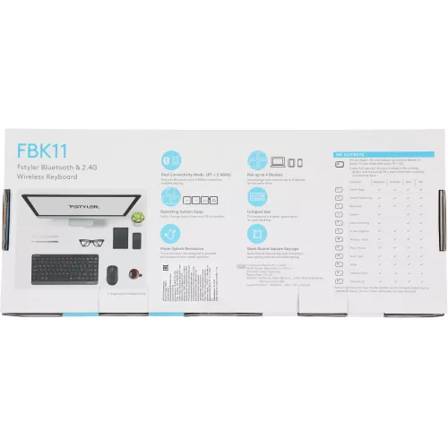 Клавиатура A4Tech FBK11 черный/серый USB беспроводная BT/Radio slim (FBK11 GREY)