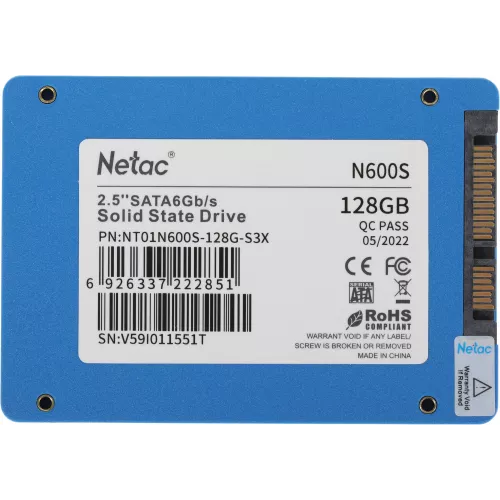 Накопитель SSD Netac SATA-III 128GB NT01N600S-128G-S3X N600S 2.5"