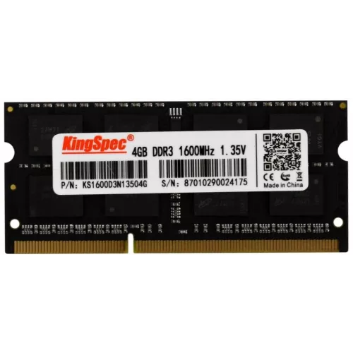 Память DDR3 4GB 1600MHz Kingspec KS1600D3N13504G RTL PC3-12800 CL11 SO-DIMM 204-pin 1.35В single rank Ret