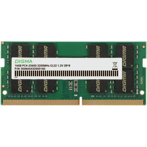 Память DDR4 16Gb 3200MHz Digma DGMAS43200016D RTL PC4-25600 CL22 SO-DIMM 260-pin 1.2В dual rank Ret