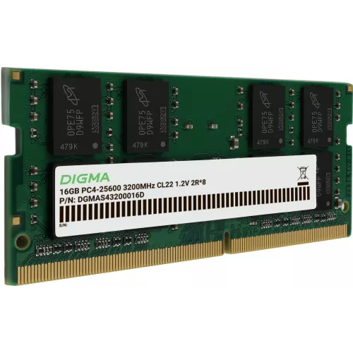 Память DDR4 16Gb 3200MHz Digma DGMAS43200016D RTL PC4-25600 CL22 SO-DIMM 260-pin 1.2В dual rank Ret