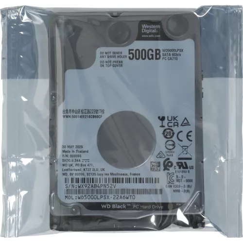 Жесткий диск WD SATA-III 500Gb WD5000LPSX Notebook Black (7200rpm) 64Mb 2.5"