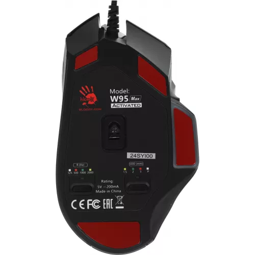Мышь A4Tech Bloody W95 Max черный оптическая 12000dpi USB 10but (W95 MAX STONE BLACK)