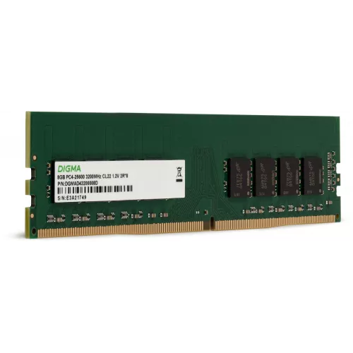 Память DDR4 8Gb 3200MHz Digma DGMAD43200008D RTL PC4-25600 CL22 DIMM 288-pin 1.2В dual rank Ret