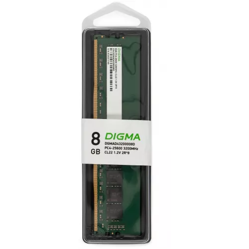 Память DDR4 8Gb 3200MHz Digma DGMAD43200008D RTL PC4-25600 CL22 DIMM 288-pin 1.2В dual rank Ret