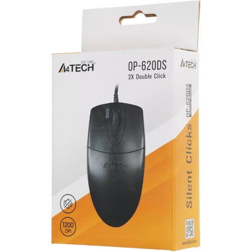Мышь A4Tech OP-620DS черный оптическая 1200dpi silent USB 3but