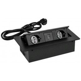 Сетевой разветвитель Premier PX/BL-HOR-2R-2USB-BLK 1.8м (2 розетки) черный (коробка)