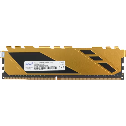 Память DDR4 8GB 3200MHz Netac NTSDD4P32SP-08Y Shadow RTL Gaming PC4-25600 CL16 DIMM 288-pin 1.35В с радиатором Ret