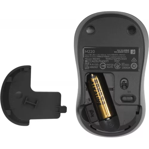 Мышь Logitech Silent M220 темно-серый/черный оптическая 1000dpi silent беспров. USB 2but (910-004895)