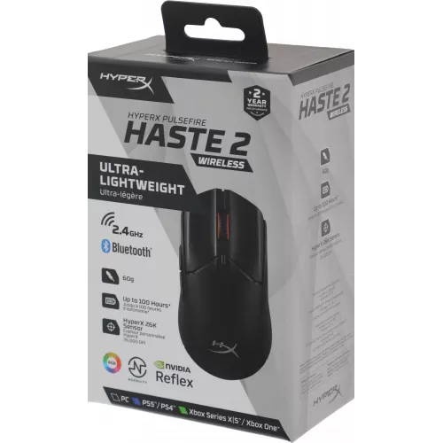 Мышь HyperX Haste 2 черный оптическая 26000dpi беспров. BT/Radio USB 5but (6N0B0AA)