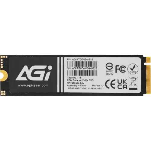 Накопитель SSD AGi PCIe 4.0 x4 1TB AGI1T0G43AI818-CB M.2 2280