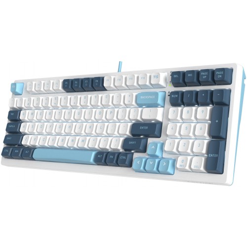 Клавиатура A4Tech FS300 механическая белый/синий USB for gamer LED (FS300 PANDA SNOWBOARDING) кабель 1.8м