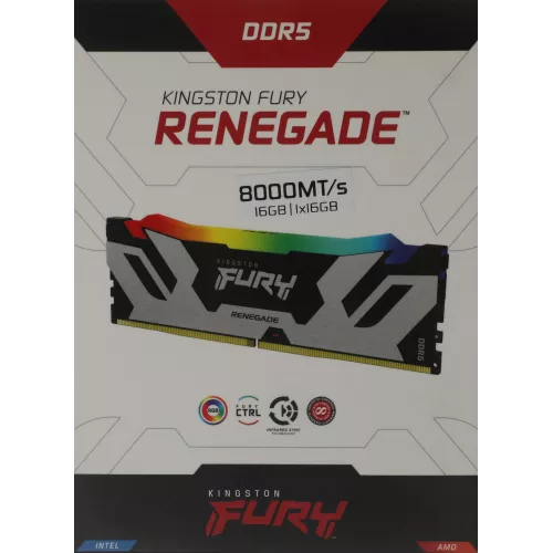 Память DDR5 16GB 8000MHz Kingston KF580C38RSA-16 Fury Renegade RGB RTL Gaming PC5-64000 CL38 DIMM 288-pin 1.45В single rank с радиатором Ret