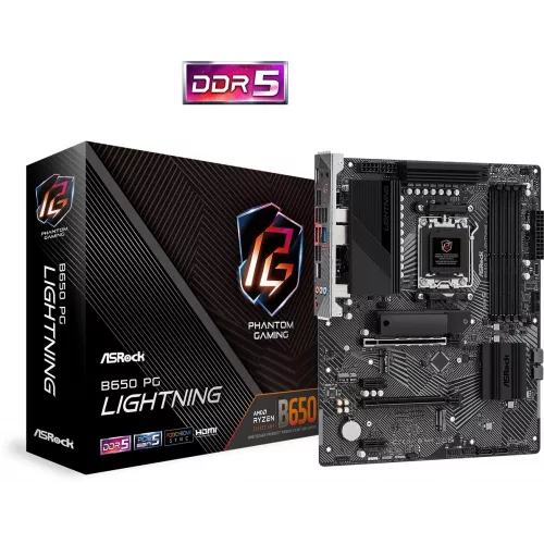 Материнская плата Asrock B650 PG LIGHTNING Socket AM5 AMD B650 4xDDR5 ATX AC`97 8ch(7.1) 2.5Gg RAID+HDMI