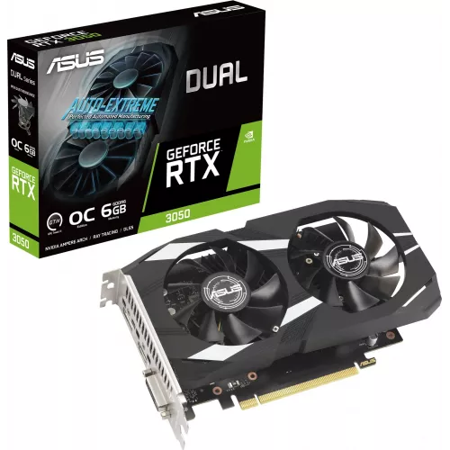 Видеокарта Asus PCI-E 4.0 DUAL-RTX3050-O6G NVIDIA GeForce RTX 3050 6Gb 96bit GDDR6 1507/14000 DVIx1 HDMIx1 DPx1 HDCP Ret