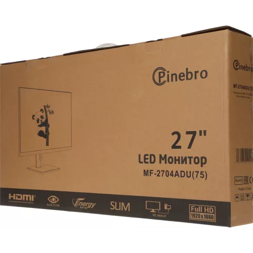 Монитор Pinebro 27" MF-2704ADU черный IPS LED 5ms 16:9 HDMI M/M матовая HAS Piv 250cd 178гр/178гр 1920x1080 75Hz FreeSync VGA DP FHD USB 4.4кг