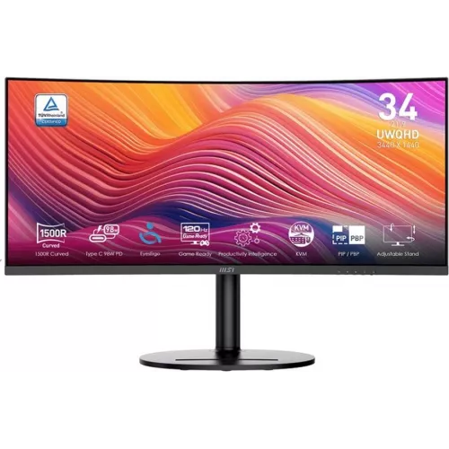 Монитор MSI 34" Modern MD342CQP черный VA LED 21:9 HDMI M/M матовая HAS Piv 3500:1 300cd 178гр/178гр 3440x1440 120Hz DP UW USB 8.05кг