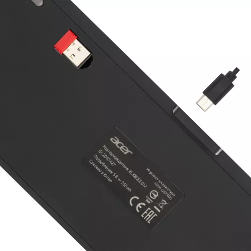 Клавиатура Acer Nitro OKR400 механическая черный USB беспроводная BT/Radio Multimedia for gamer LED (ZL.KBDEE.01A) кабель 1.5м