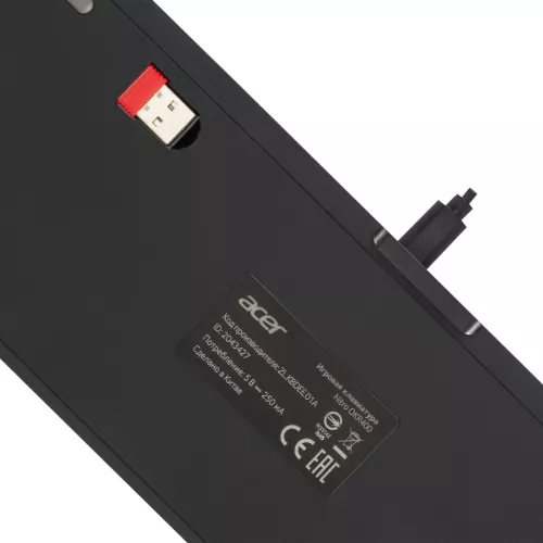 Клавиатура Acer Nitro OKR400 механическая черный USB беспроводная BT/Radio Multimedia for gamer LED (ZL.KBDEE.01A) кабель 1.5м