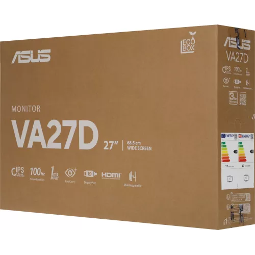 Монитор Asus 27" VA27DQFR черный IPS LED 16:9 HDMI M/M матовая 250cd 178гр/178гр 1920x1080 100Hz VGA DP FHD 4.66кг