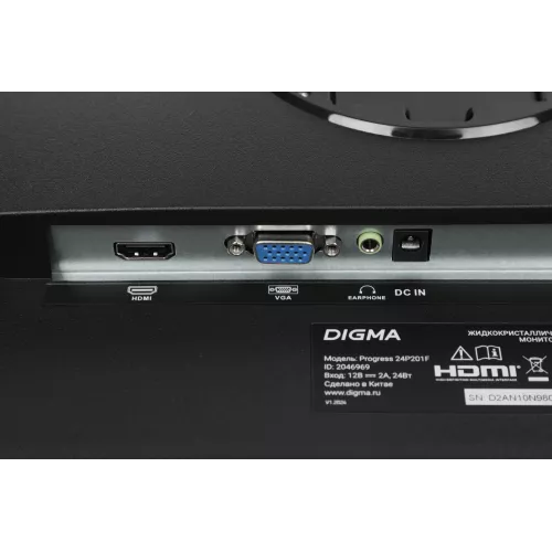 Монитор Digma 23.8" Progress 24P201F черный IPS LED 16:9 HDMI матовая 250cd 178гр/178гр 1920x1080 75Hz VGA FHD 2.95кг