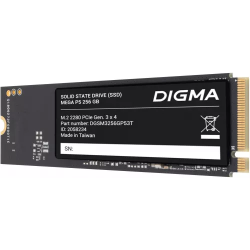 Накопитель SSD Digma PCIe 3.0 x4 256GB DGSM3256GP53T Mega P5 M.2 2280