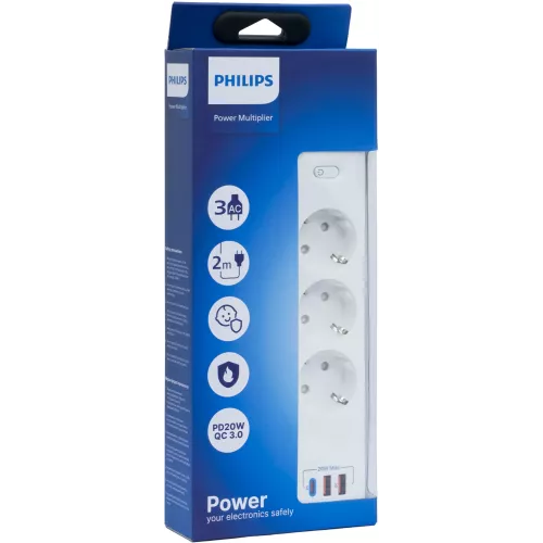 Сетевой фильтр Philips CHP4336WB/51 3м (3 розетки) белый (коробка)
