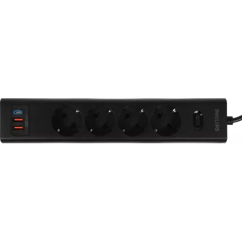 Сетевой фильтр Philips CHP8246BB/51 3м (4 розетки) черный (коробка)