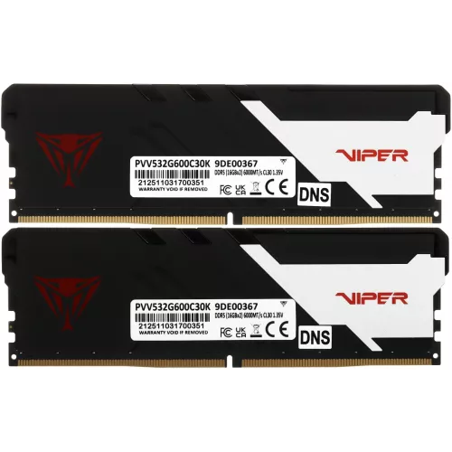 Память DDR5 2x16GB 6000MHz Patriot PVV532G600C30K Viper Venom RTL Gaming PC5-48000 CL30 DIMM 288-pin 1.35В kit с радиатором Ret