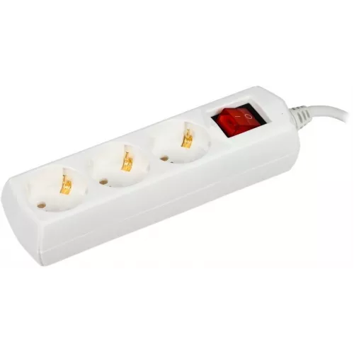 Сетевой удлинитель IEK У03В 1.5м (3 розетки) белый (пакет ПЭ)