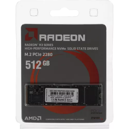 Накопитель SSD AMD PCIe 3.0 x4 512GB R3MP30512G8 Radeon M.2 2280