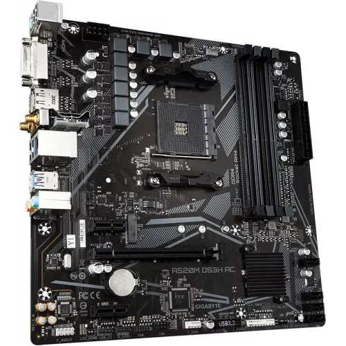 Материнская плата Gigabyte A520M DS3H AC Soc-AM4 AMD A520 4xDDR4 mATX AC`97 8ch(7.1) GbLAN RAID+HDMI+DP