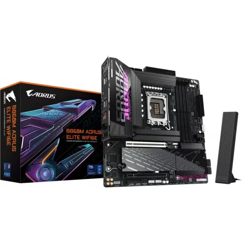 Материнская плата Gigabyte B860M AORUS ELITE WIFI6E Soc-1851 Intel B860 4xDDR5 mATX AC`97 8ch(7.1) 2.5Gg RAID+HDMI+DP