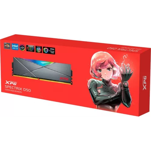Память DDR4 16GB 3200MHz A-Data AX4U320016G16A-ST50 XPG Spectrix D50 RGB RTL Gaming PC4-25600 CL16 DIMM 288-pin 1.35В dual rank с радиатором Ret