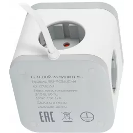 Сетевой удлинитель Buro BU-PC3.1UС-W 1.5м (3 розетки) белый (коробка)